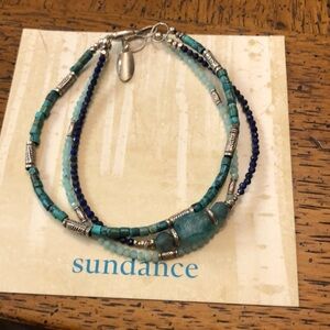 Sundance catalog 3 strand multigemstone silver bracelet